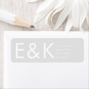 Ultra Modern Grey Bold Big Monogram Simple Etiket