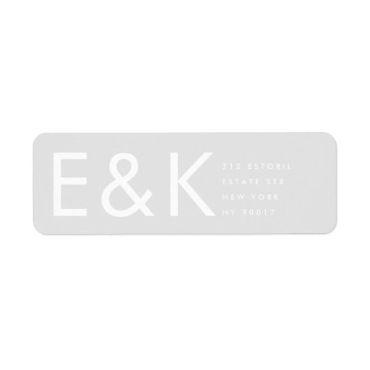 Ultra Modern Grey Bold Big Monogram Simple Etiket (Voorkant)