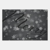 ULTRA Modern | Grijs Zwart Vrolijk Kerstfeest Inpakpapier Vel (Voorkant)