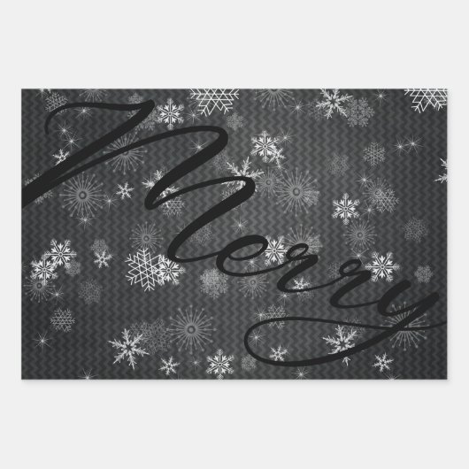 ULTRA Modern | Grijs Zwart Vrolijk Kerstfeest Inpakpapier Vel (Voorkant)