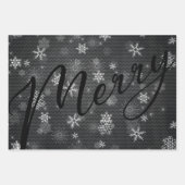 ULTRA Modern | Grijs Zwart Vrolijk Kerstfeest Inpakpapier Vel (Voorkant 3)