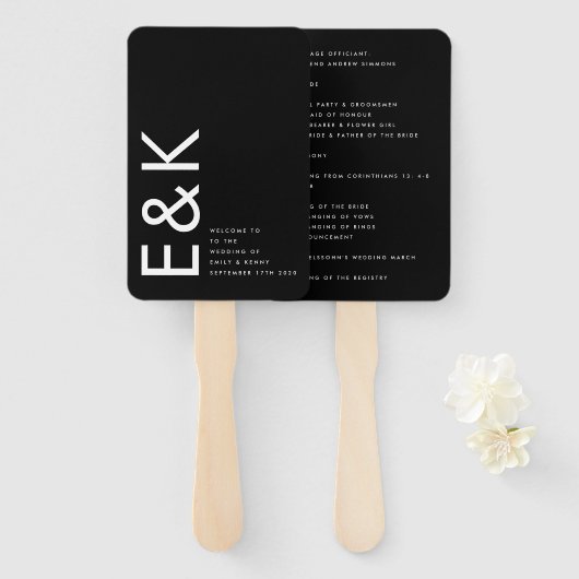 Ultra Modern groot monogram eenvoudig Handwaaier (Voorkant en achterkant)