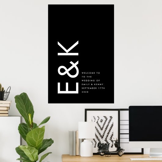 Ultra Modern groot monogram eenvoudig Poster (Thuiskantoor)