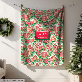 Ultra modern hot pink watercolor preppy festive fleece deken