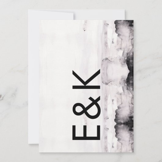 Ultra Modern Ink Art Wedding Kaart (Achterkant)