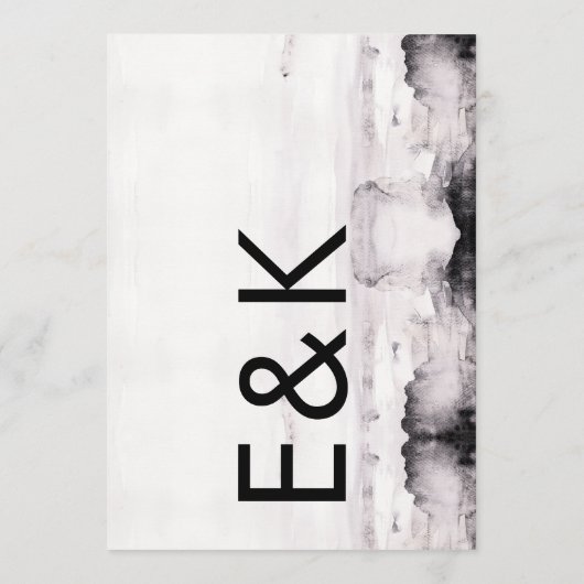 Ultra Modern Ink Art Wedding Kaart (Achterkant)