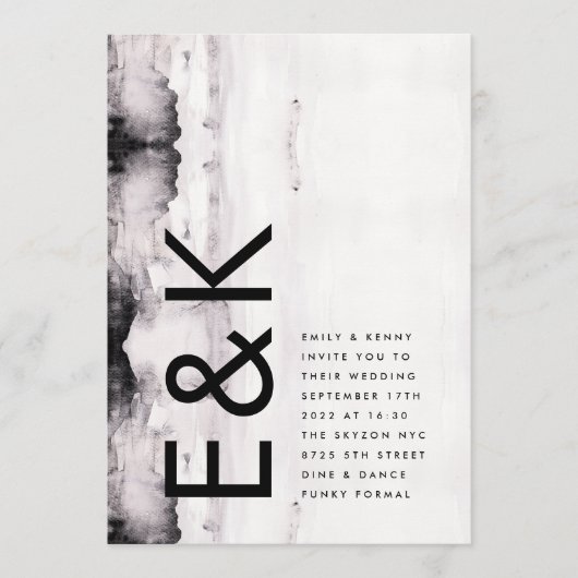 Ultra Modern Ink Art Wedding Kaart (Voorkant)