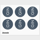 Ultra Modern Kordate Navy Blauwe Monogram Flessen Ronde Sticker (Vel)