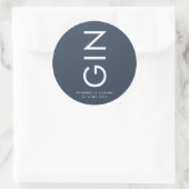 Ultra Modern Kordate Navy Blauwe Monogram Flessen Ronde Sticker (Tas)