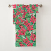 Ultra modern magenta and green Christmas preppy Bad Handdoek (Insitu)