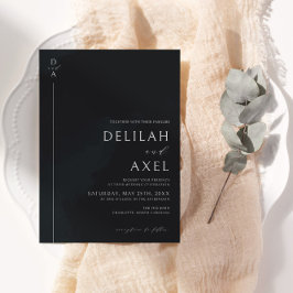 Ultra-Modern minimalistisch zwart en wit huwelijk Kaart