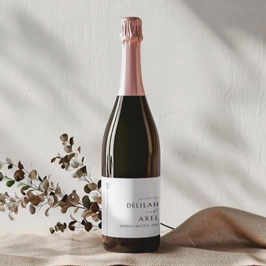 Ultra-Modern minimalistisch zwart en wit huwelijk Likeurfles Etiket