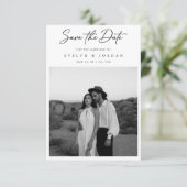 Ultra Modern Minimalistische Klassieke Script Foto Save The Date (Staand voorkant)