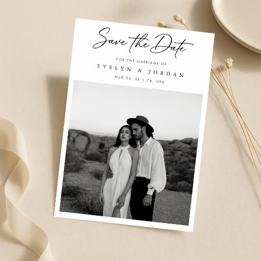 Ultra Modern Minimalistische Klassieke Script Foto Save The Date