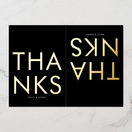 Ultra Modern Monogram 2 Dank je wel Folie Uitnodiging (Voorkant)