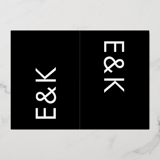 Ultra Modern Monogram 2 Dank je wel Folie Uitnodiging (Achterkant)