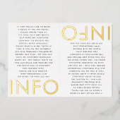Ultra Modern Monogram 2 x Info Details GOLD Folie Uitnodiging (Voorkant)