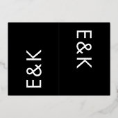 Ultra Modern Monogram 2 x Info Details GOLD Folie Uitnodiging (Achterkant)