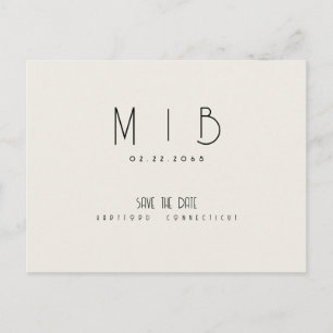 Ultra Modern Monogram Beige Save the Date Briefkaart