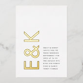 Ultra Modern Monogram Eenvoudige Huwelijk GOUDEN F Folie Uitnodiging (Voorkant)