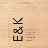 Ultra Modern Monogram Huwelijk Acryl Uitnodigingen (Voorkant)