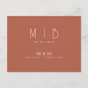 Ultra Modern Monogram Kaneel Sla de datum op Briefkaart