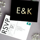 Ultra Modern MONOGRAM RSVP GOLD FOIL BRIEFKAART