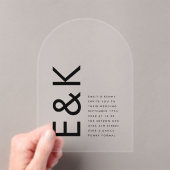 Ultra Modern Monogram Weddenschap Acryl Uitnodigingen (Insitu (Draagbaar))