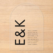 Ultra Modern Monogram Weddenschap Acryl Uitnodigingen (Voorkant)