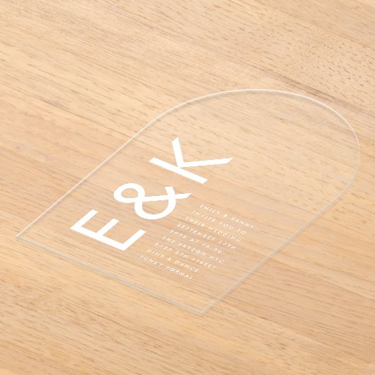 Ultra Modern Monogram Wedding Arch Acryl Uitnodigingen (Laagn)
