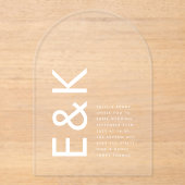 Ultra Modern Monogram Wedding Arch Acryl Uitnodigingen (Voorkant)
