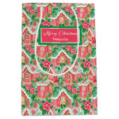 Ultra modern pink red lime green preppy Christmas Medium Cadeauzakje (Voorkant)