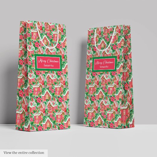 Ultra modern pink red lime green preppy Christmas Medium Cadeauzakje