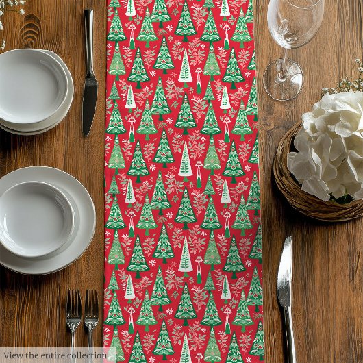 Ultra modern pink red preppy Christmas runner Medium Tafelloper