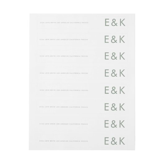 Ultra Modern Sage Green Monogram Elegant Wedding (Vel)