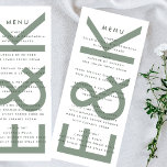 Ultra Modern Sage Groen Wit Monogram Menu<br><div class="desc">slim menu om het collectie aan te passen *als u meer papieren opties wilt,  kunt u dit ontwerp overbrengen naar een slim programma *of voor meer hulp contact met mij opnemen</div>