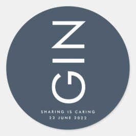 Ultra Modern Vet Blauw Merkenlogo Flessen Alcoholi Ronde Sticker