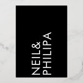 Ultra Modern Vet Lettertype Monogram Huwelijk Goud Folie Uitnodiging (Achterkant)