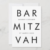 Ultra Modern zwart wit bar mitswa QR CODE RSVP Kaart (Voorkant)