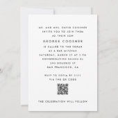 Ultra Modern zwart wit bar mitswa QR CODE RSVP Kaart (Achterkant)
