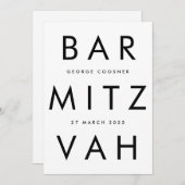 Ultra Modern zwart wit bar mitswa QR CODE RSVP Kaart (Voorkant / Achterkant)