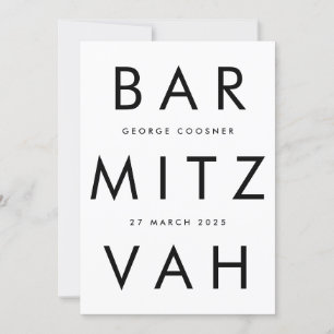 Ultra Modern zwart wit bar mitswa QR CODE RSVP Kaart