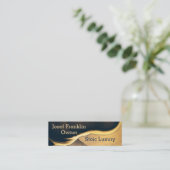 Ultra Moderne Alcohol Inkt Marine en Goud Mini Visitekaartje (Staand voorkant)