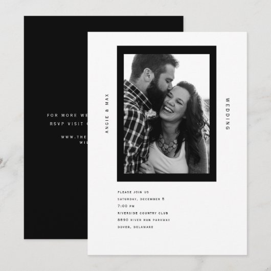 Ultra Moderne B/W-foto Eenvoudige B/W-uitnodiging Kaart (Voorkant / Achterkant)