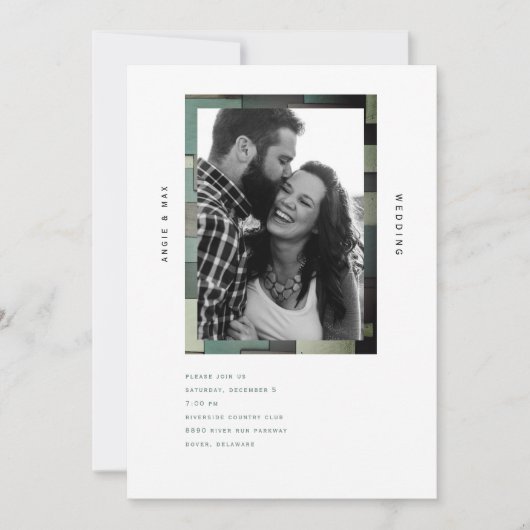 Ultra Moderne B/W Photo Simple Sage-uitnodiging Kaart (Voorkant)