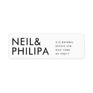 Ultra Moderne BOLD NAMES Wedding RETURN Etiket