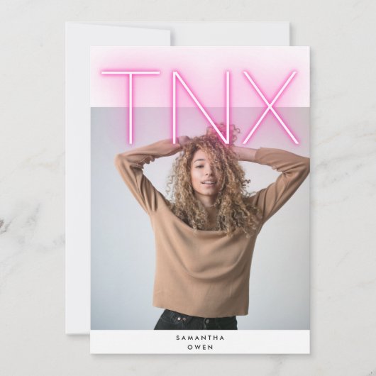Ultra Moderne Bold NEON PINK TNX Simple Afstuderen Bedankkaart (Voorkant)