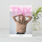 Ultra Moderne Bold NEON PINK TNX Simple Afstuderen Bedankkaart (Staand voorkant)