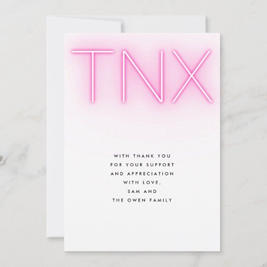 Ultra Moderne Bold NEON PINK TNX Simple Afstuderen Bedankkaart (Achterkant)