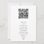 Ultra Moderne Bold White Monogram QR Code Terug Save The Date (Achterkant)